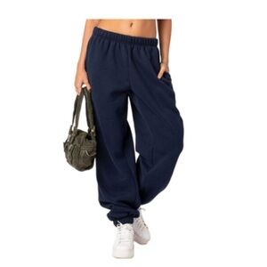 EDIKTED low rise navy sweatpants. NWT size medium